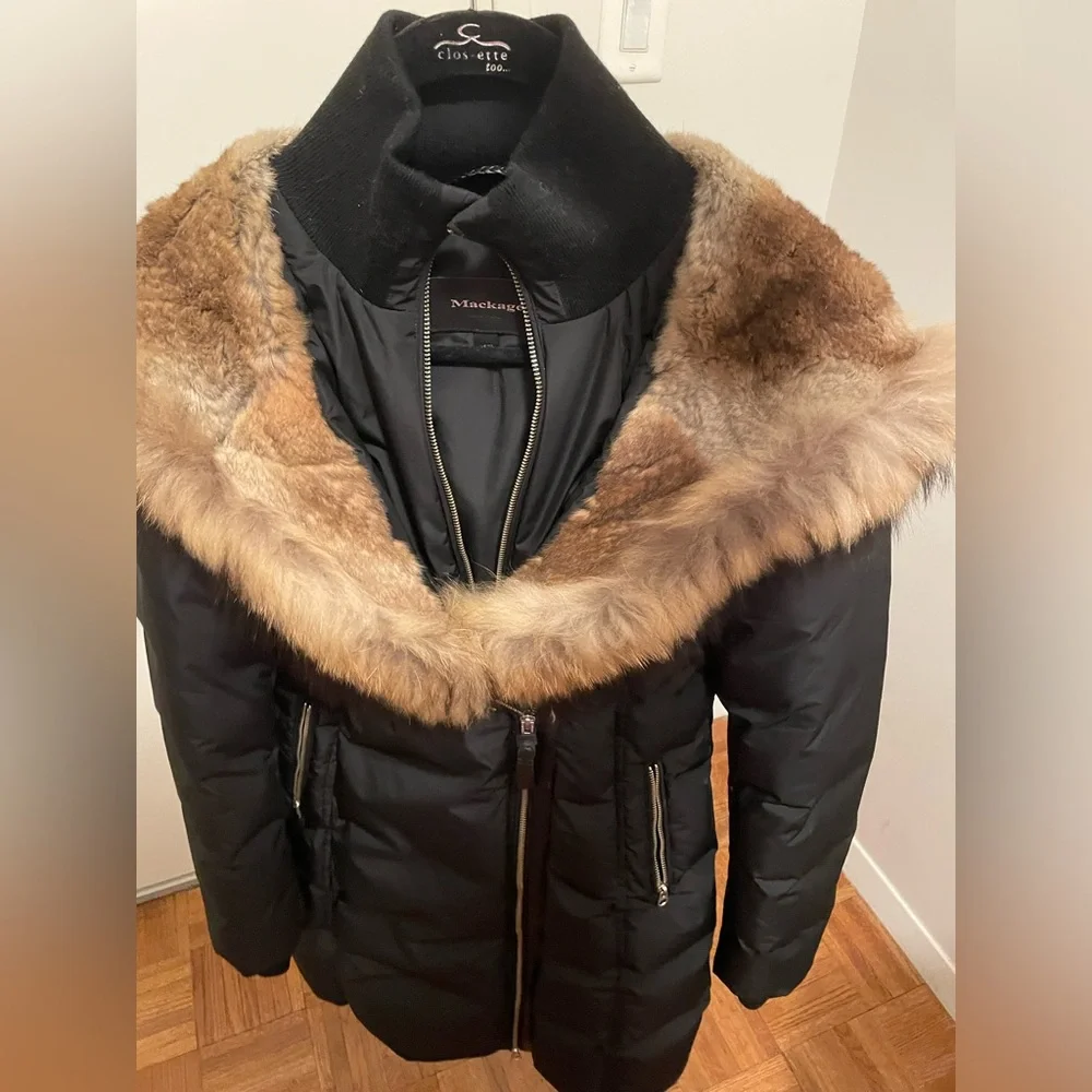 New MACKAGE TRISH down coat with natural fur Signature Collar Size XS - Picture 3 of 16